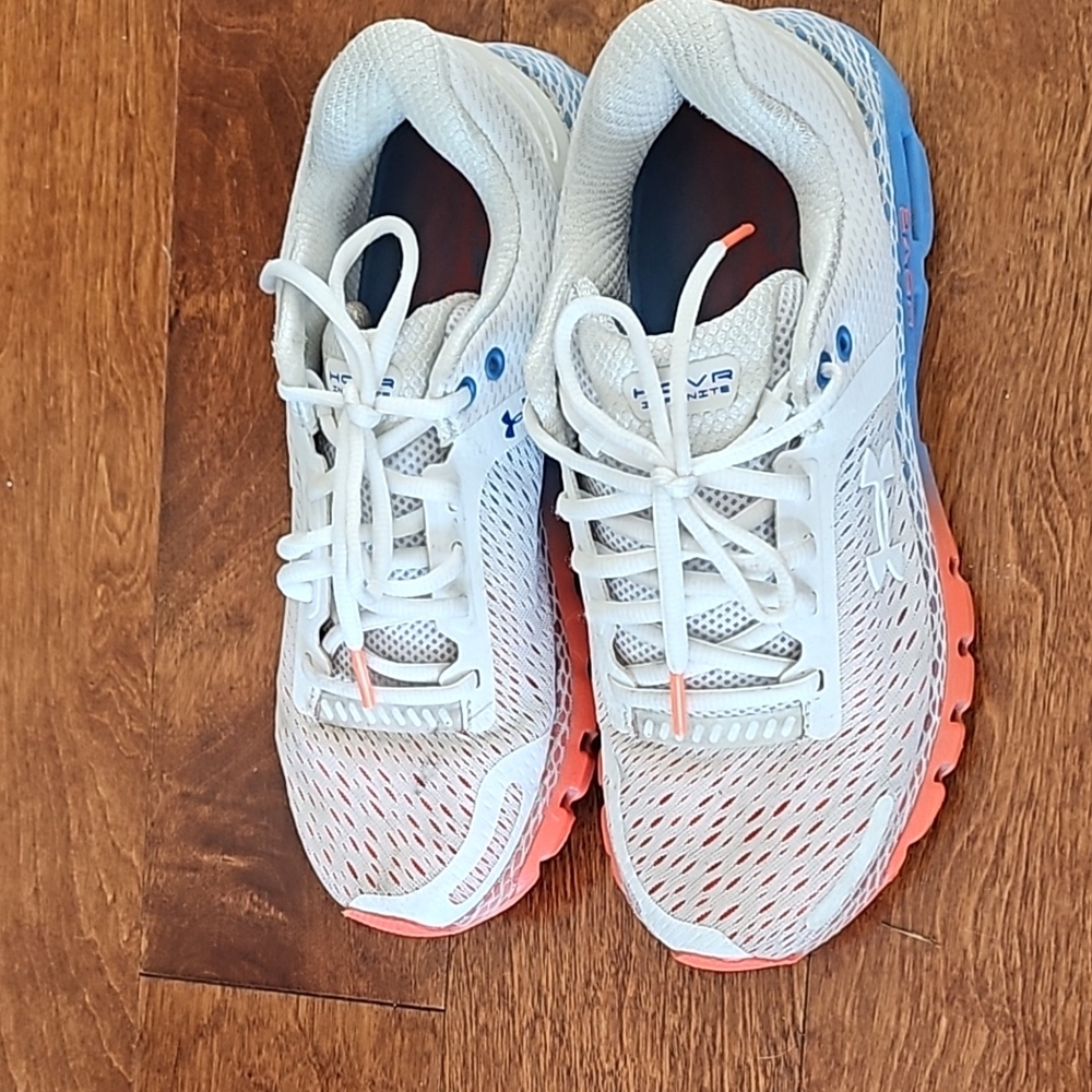 Under Armour Women's White and Blue Running Shoes